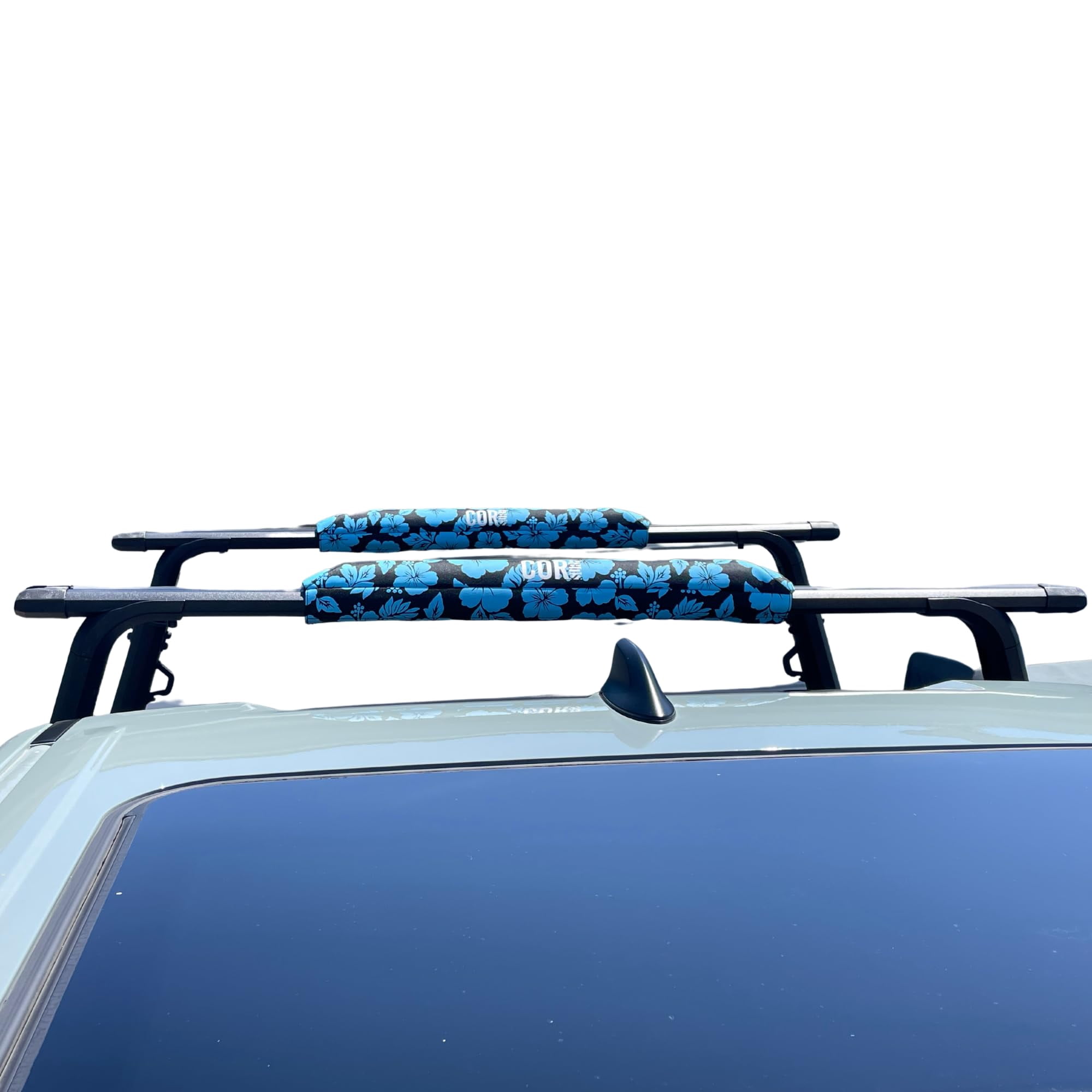 Aero Car Roof Soft Rack Pad (Pair) for Surfboard, Snowboard, Canoe, SUP, Paddleboard and Kayak for Wide Aero Style Bars (Hawaiian Blue, 28" Wide)