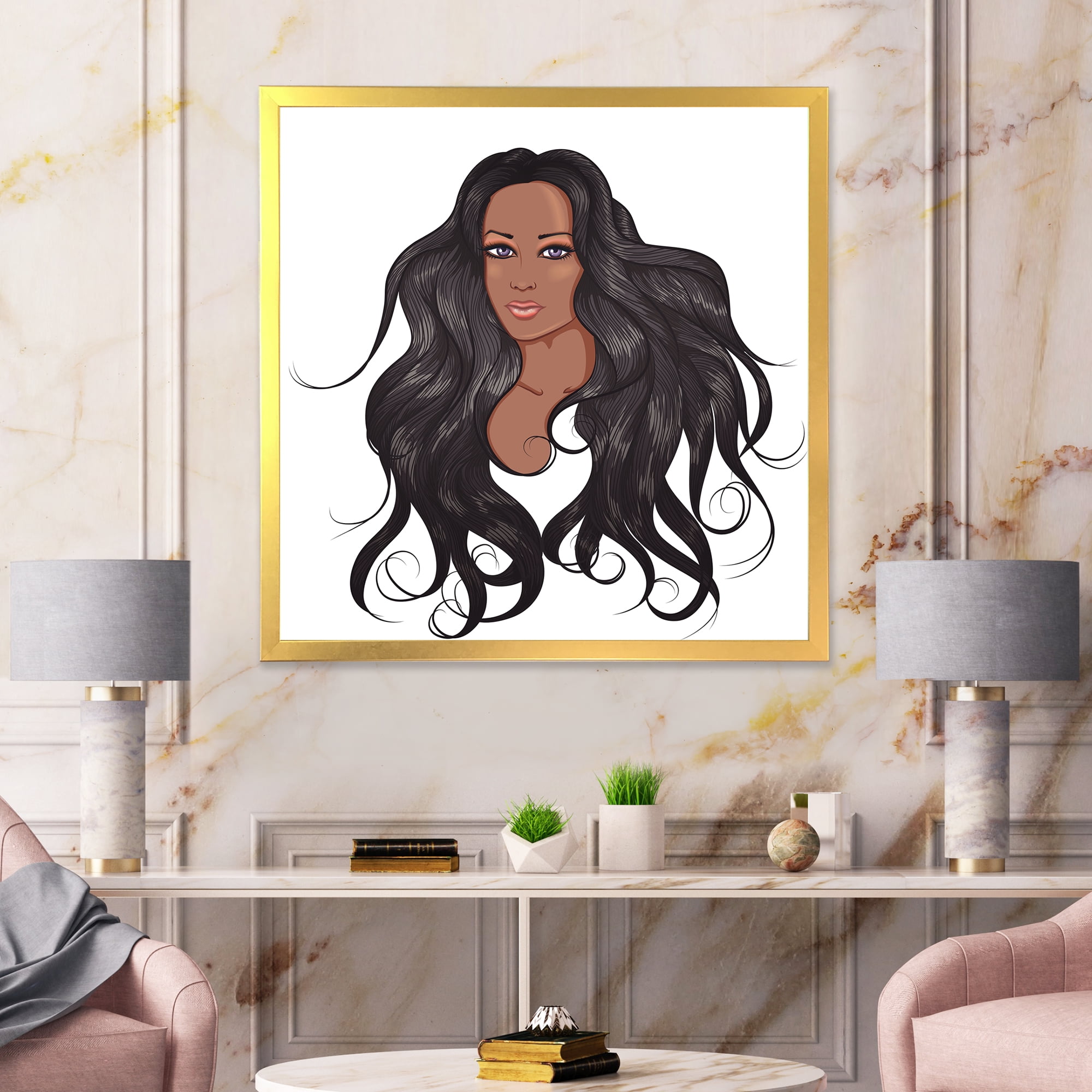 Designart 'Portrait Of Afro American Woman XV' Modern Framed Art Print