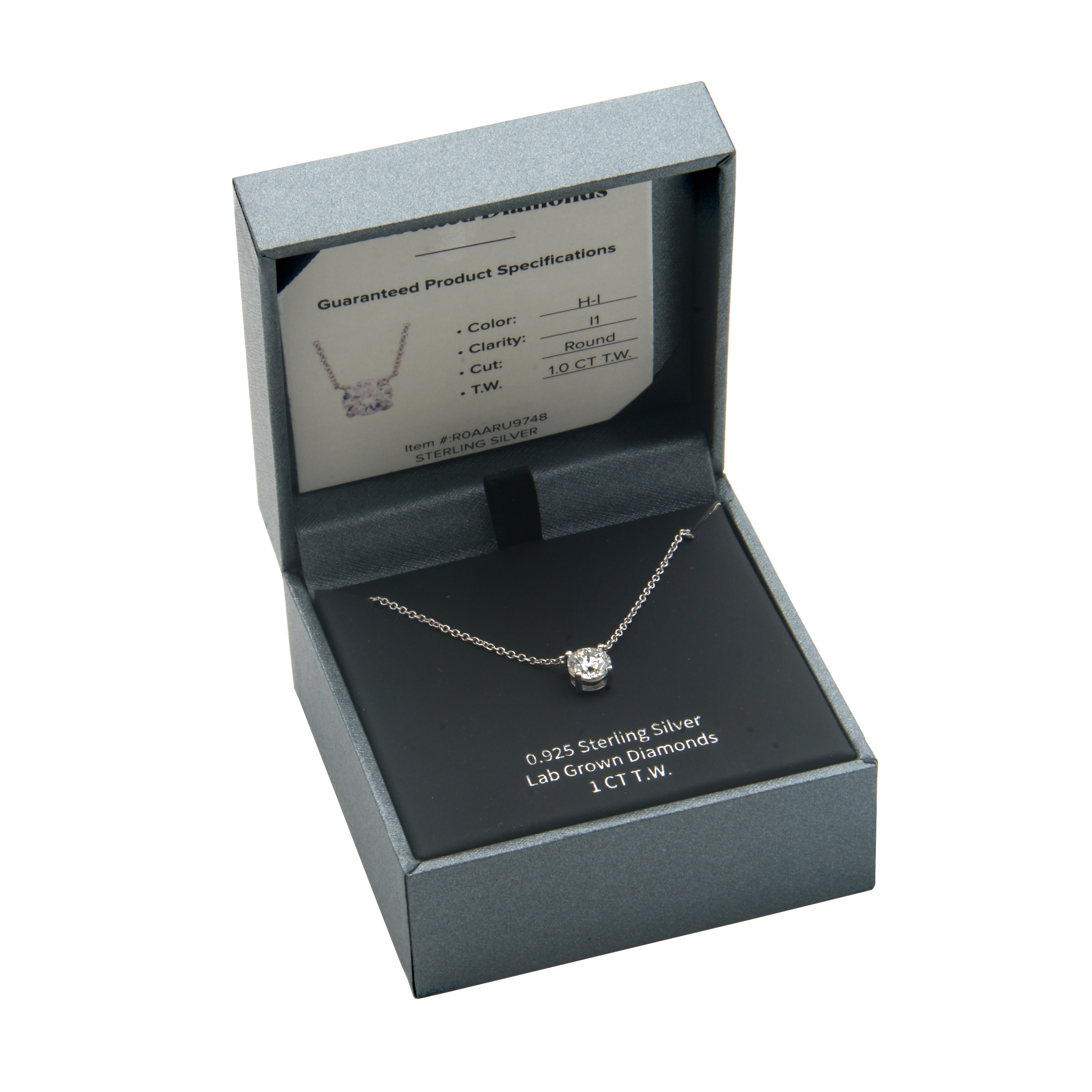 Forever Facets 1 CT TW Lab Grown Diamond Necklace in Platinum over Sterling Silver, Adult Female