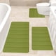 thumbnail image 5 of Juego de 3 alfombrillas de baño de espuma, suaves y antideslizantes, con alta absorción de agua, de secado rápido, lavables a máquina, para inodoro y ducha, cómodas, Aestivo | Verde | AESTIVO, 5 of 7