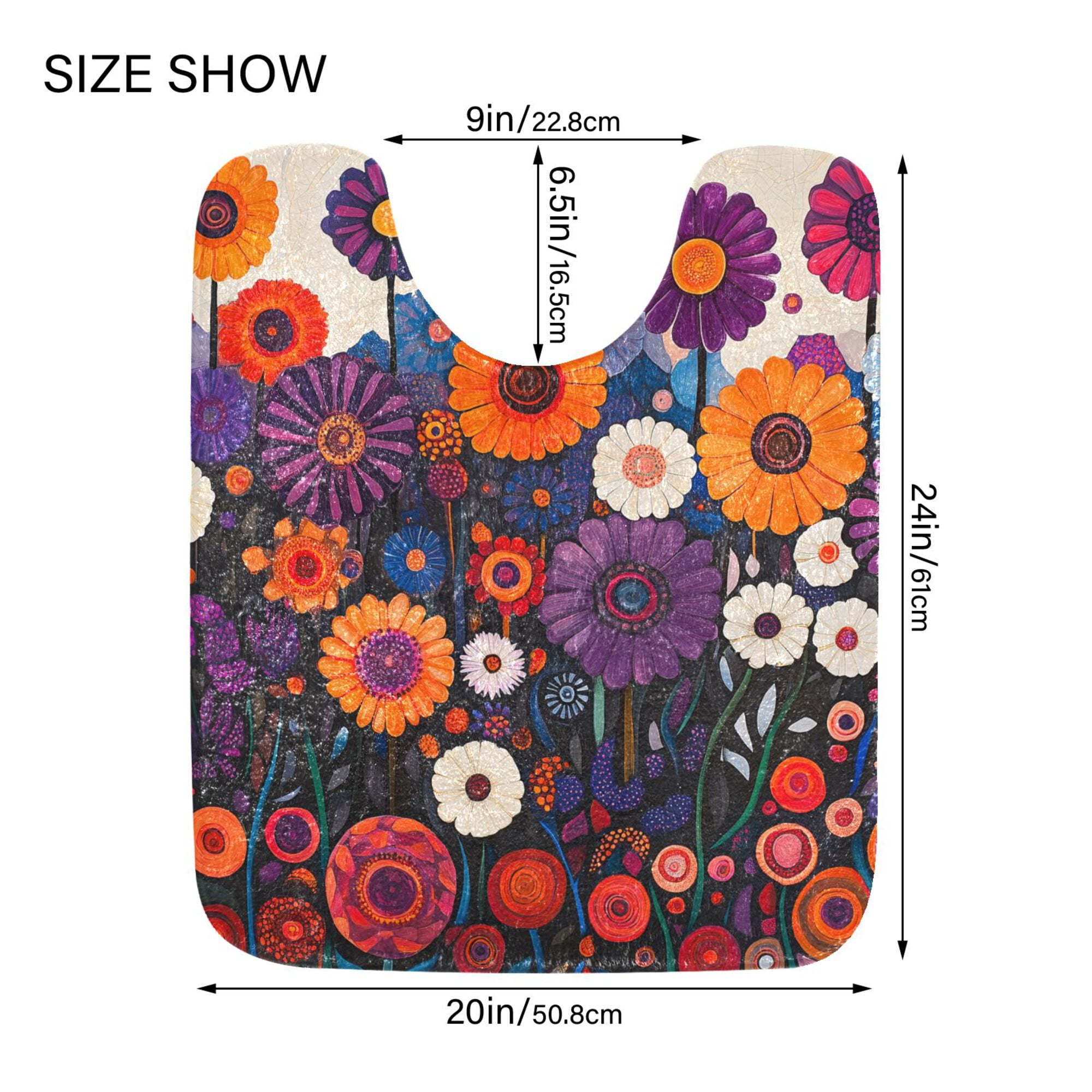 Yayeee Bath Rugs for Bathroom Floor Non Slip Non Skid Contour Soft Absorbent Purple Flowers Machine Washable Mat