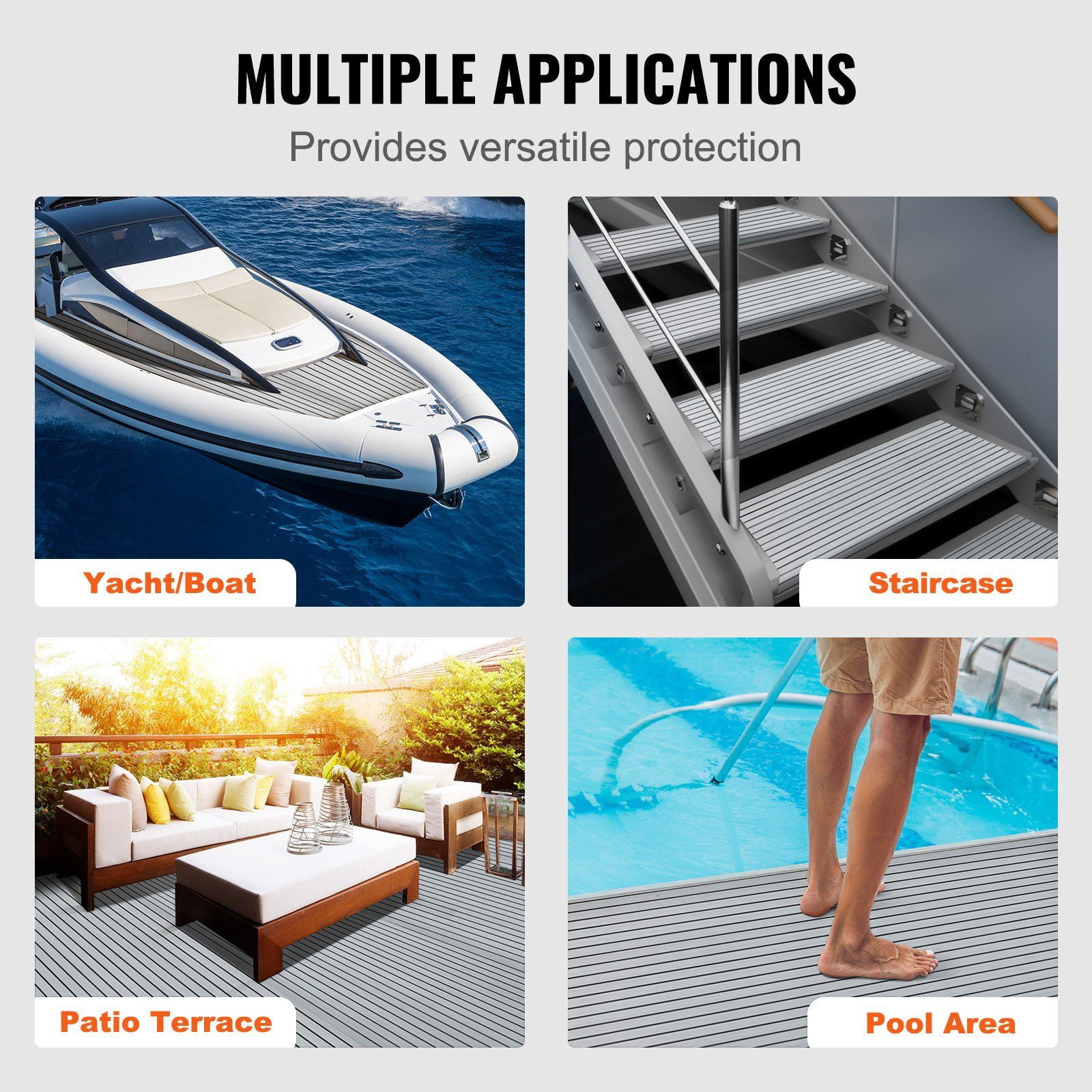 CAFORKP Self-Adhesive Boat Flooring, EVA Foam Non-Slip Decking for Pontoon & Kayak