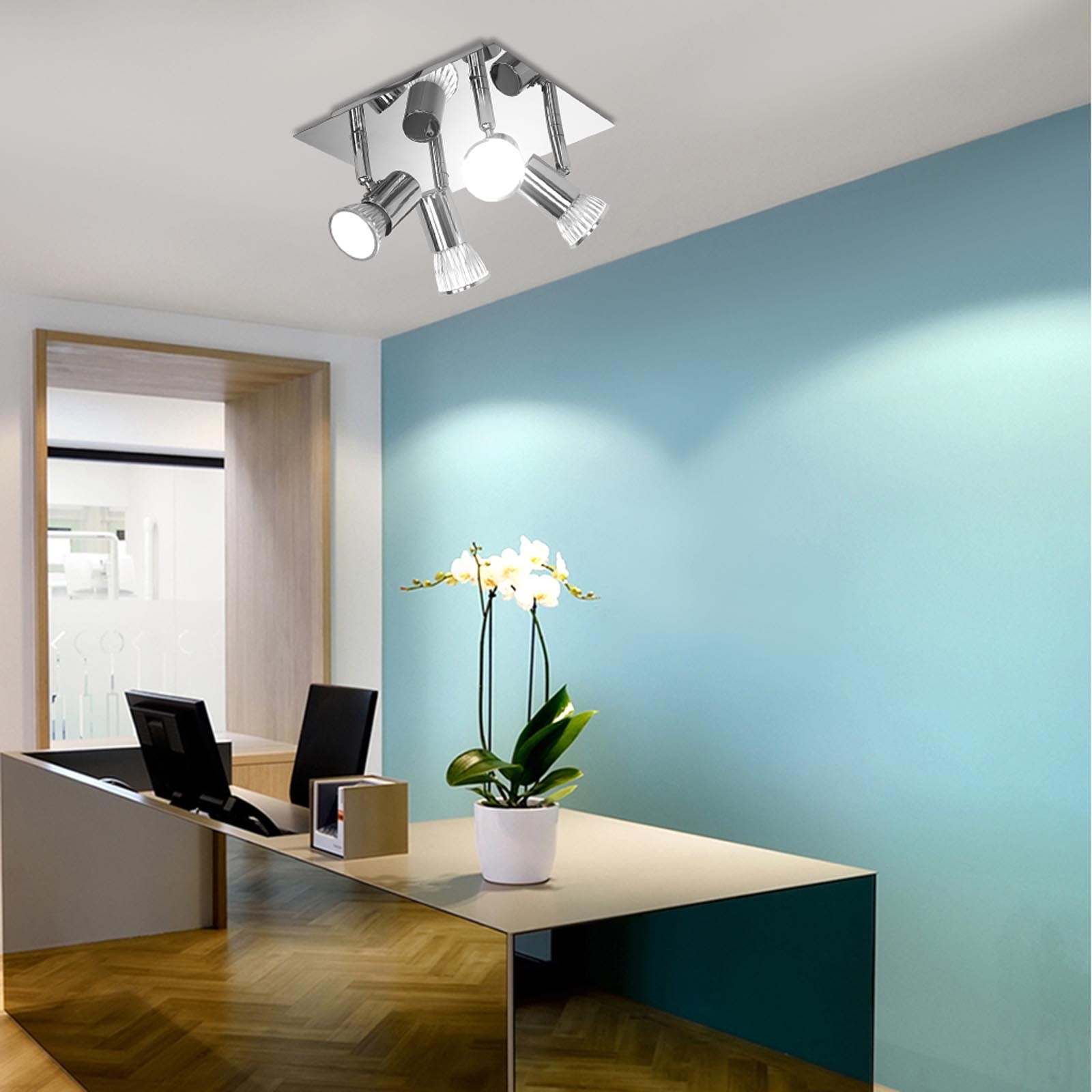 FNYOXU Flush Mount Ceiling Light,Modern Ceiling Lights Kitchen Adjus-table 4 Way Spotlights Fitting LED GU10 Bulbs