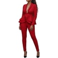 thumbnail image 2 of Women's Two Piece Peplum Blazer and Pants Set – Elegant White Business Casual Outfit for Work, Office, and Formal Events, 2 of 5