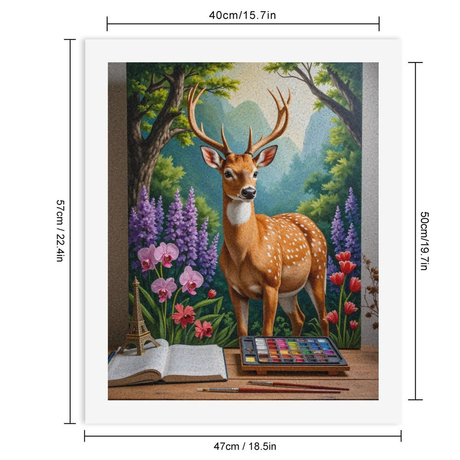 Paint By Numbers Kit for Adults Beginner - Deer In Floral Forest Painting Art DIY Canvas Painting Kits for Adults, Frameless Paint By Number for Adults for Home Wall Decor 16x20 Inch