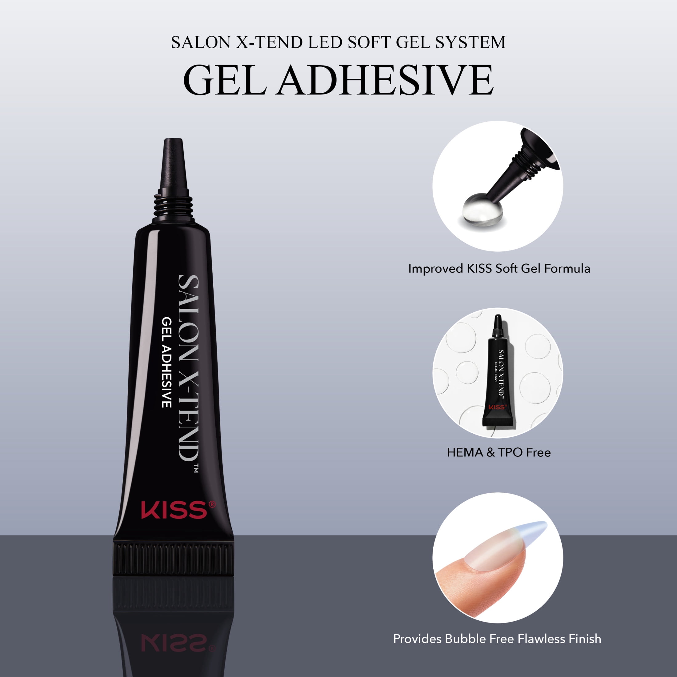 KISS Salon X-tend LED Soft Gel System Starter Kit, 'Pure', French, Medium Oval, 36 Ct.