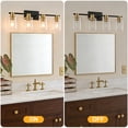 thumbnail image 6 of Deyidn 4-Light Black and Gold Dimmable LED Vanity Light with Clear Glass Shades, 6 of 10