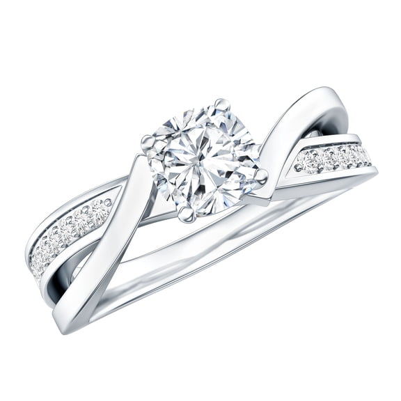 Rosec Jewels Lab Created Diamond Engagement Ring 1 ct - Cushion Cut - EF-VS Quality, 925 Sterling Silver, US 4.00