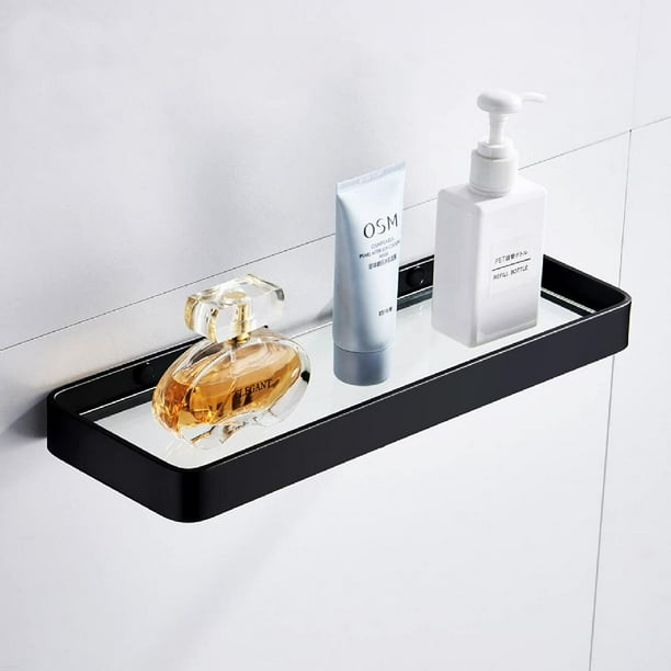 Black Glass Shelf with Tempered Glass, Glass Floating Shelves for