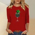 thumbnail image 2 of Bcresic Women's St Patrick's Day Shirt 3/4 Sleeve Tops Clover Shenanigans Tees Casual Round Neck Pullover Top Lucky Shamrock T-shirts 2026 Spring Summer Clothes B05-Red,XX-Large, 2 of 7