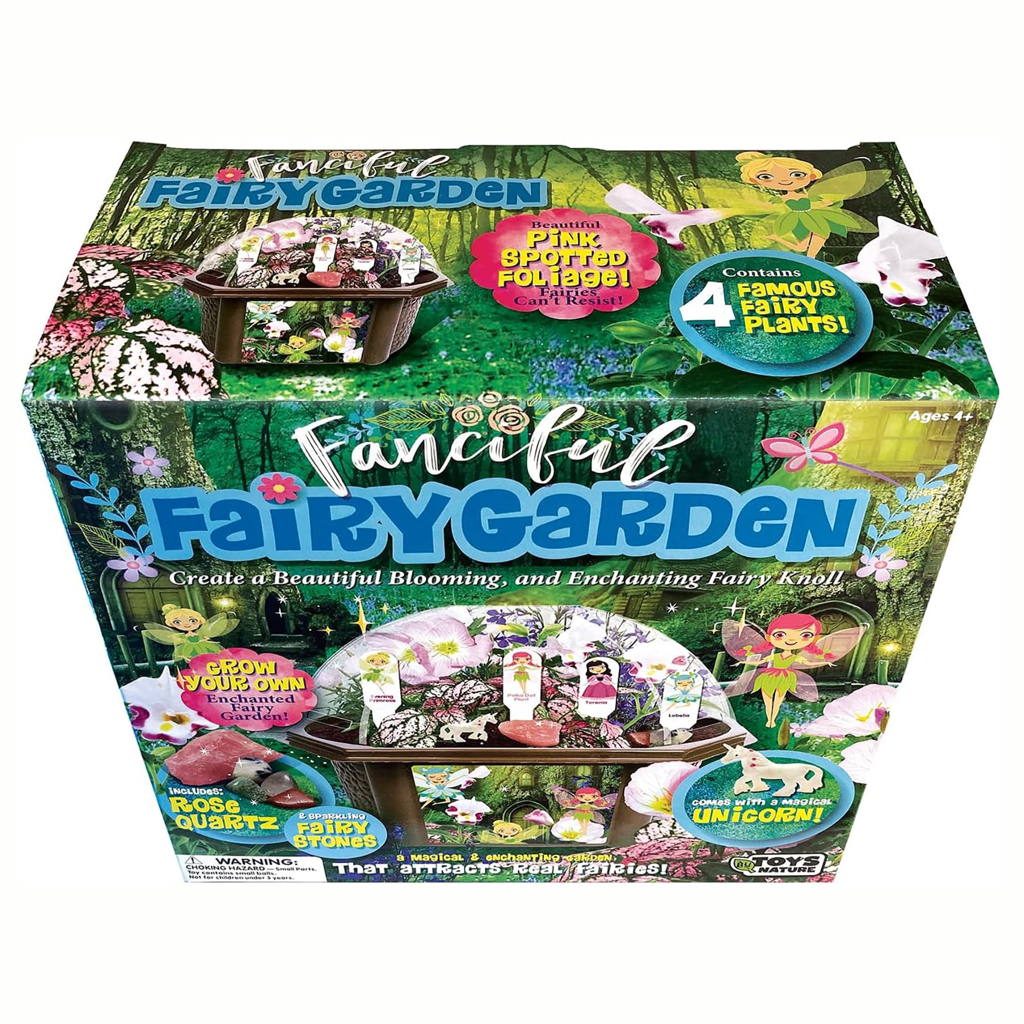 Toys By Nature: Fanciful Fairy Garden - DIY Biosphere Terrarium Kit, Grow & Decorate An Enchanting Plant Knoll, Stones & Unicorn Figure, Adult-Kids 4+