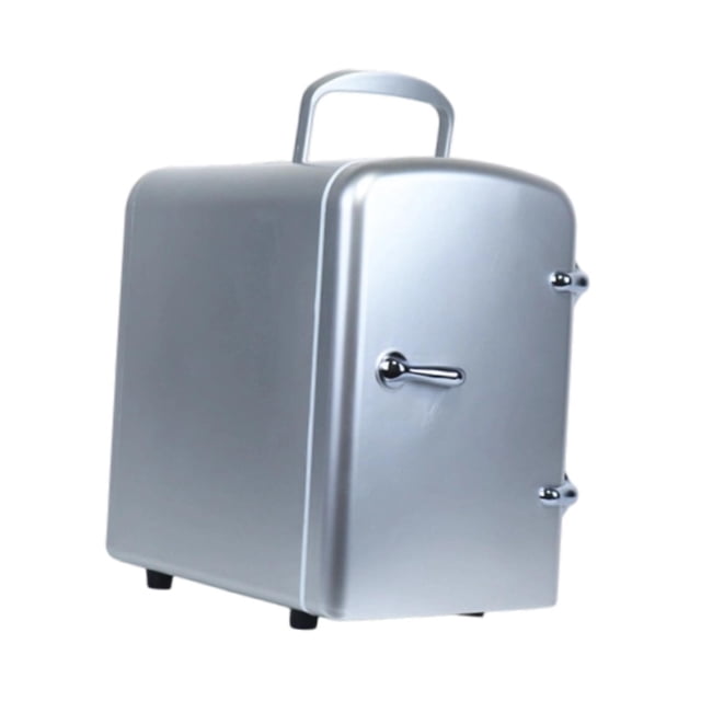 Mini refrigerador compacto, práctico y versátil, con función enfriamiento y calentamiento, 4 litros, ideal para alimentos, dormitorio, oficina o Plata