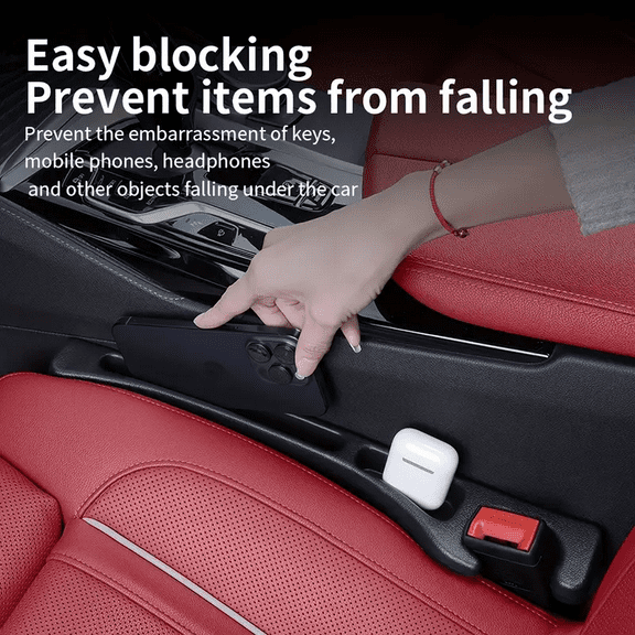 Car Seat Gap Filler, 2-Pack No-Drop Seat Side Gap Seam Filler Organizer with Phone Holder, Universal Fit Fill The Gap Between Seat & Console, Perfect for Car, SUV, Truck