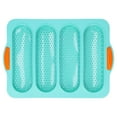 thumbnail image 1 of Baguette  Silicone Baguette Mould Baguette Baking Tray Bread Mould Baguette Mat Baguette  4 Grooves Silicone Soft   Bread Mould Baking Pan Kitchen ToolGreen, 1 of 8