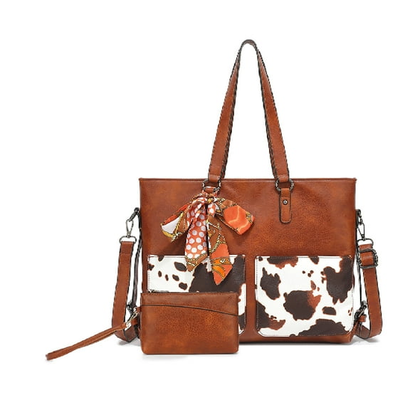 Tote Handbags for Women Pu Leather Purse Shoulder Bag Satchel Top Handle for Ladies,Brown