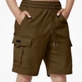 thumbnail image 2 of DJDLJWCJ Cargo Shorts for Boys Athletic Shorts 14-16 Elastic Waist Straight Leg Workout Shorts Multi-pocket Outdoor Hiking Sports, Brown 12 Years, 2 of 8