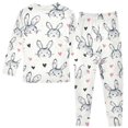 thumbnail image 2 of Dailycode Cotton Pajama Set Snug Fit Long Sleeve Top and Pants for 18M-8Y Lovely Rabbit Head and Heart, 2 of 7