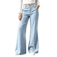 thumbnail image 2 of Karymi Workout Shorts Women Solid Double Button Zip Fly Flare Pants, High Waist Casual Bootcut Trousers with Pockets, 2 of 6
