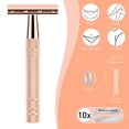 thumbnail image 5 of EXLEAF 2026 New Double Edge Safety Razor for Women, with 10 Pcs Safety Razor Blades Single Blade Razor Reusable Travel Essentials Women Razor, Silvery, 5 of 6