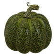 thumbnail image 3 of Set of 3 Orange and Green Artificial Fall Harvest Pumpkins 4", 3 of 4