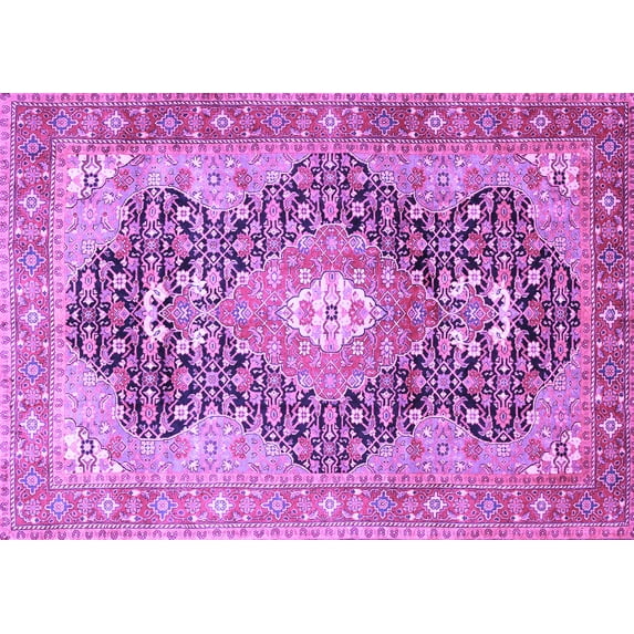 Ahgly Company Indoor Rectangle Medallion Purple Traditional Area Rugs, 8' x 12'