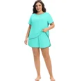 thumbnail image 4 of Cueply Women’s Plus Size Pajama Set Short Sleeve Sleepwear Loungewear 2 Piece Soft Top & Drawstring Shorts with Pockets, 4 of 7