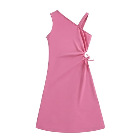 LUOGENLI Girls Dresses Size 10-12 Formal Kids ChildGirls Summer Sleeveless Solid Color Princess Dress Casual Dress for Girls Girls Dress Shoes Girls Dresses Size 7 Summer 6-7 Years
