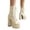 Beige, variant on Platform Ankle Boots for Women Lace up Heel Elegant Dress Short Boots Pumps
