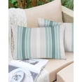 thumbnail image 2 of Outdoor Waterproof Throw Pillow Covers Set of 2 Teal Green Vertical Stripes Pillowcases Lumbar Outdoor Pillows Cushion Case 20x12 Inch Ombre Striped Patio Pillows for Couch Sofa Bed Garden, 2 of 9
