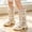 White, variant on Girl Bow Mid Calf Boots Mesh Panels Round Toe Lug Sole with Zipper and Buckle 28