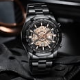 thumbnail image 3 of Reloj de Cuarzo Esqueleto para Hombre, Correa de Acero Inoxidable, Taquímetro, Indicador de Fecha, Resistente Al Agua, Luminoso, Reloj de Pulsera Deportivo de Negocios para Hombre, 3 of 5