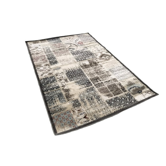 7'10" x 10'3" Feet Beige Ivory Vintage Abstract Contemporary Glam Silky Area Rug