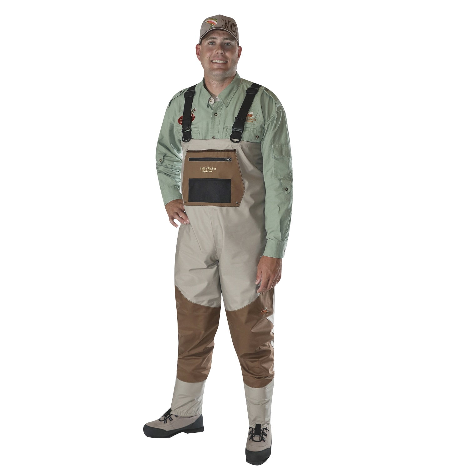 Does NOT Include Boots Caddis Mens Attractive 2-Tone Tauped Deluxe Breathable Stocking Foot Wader 