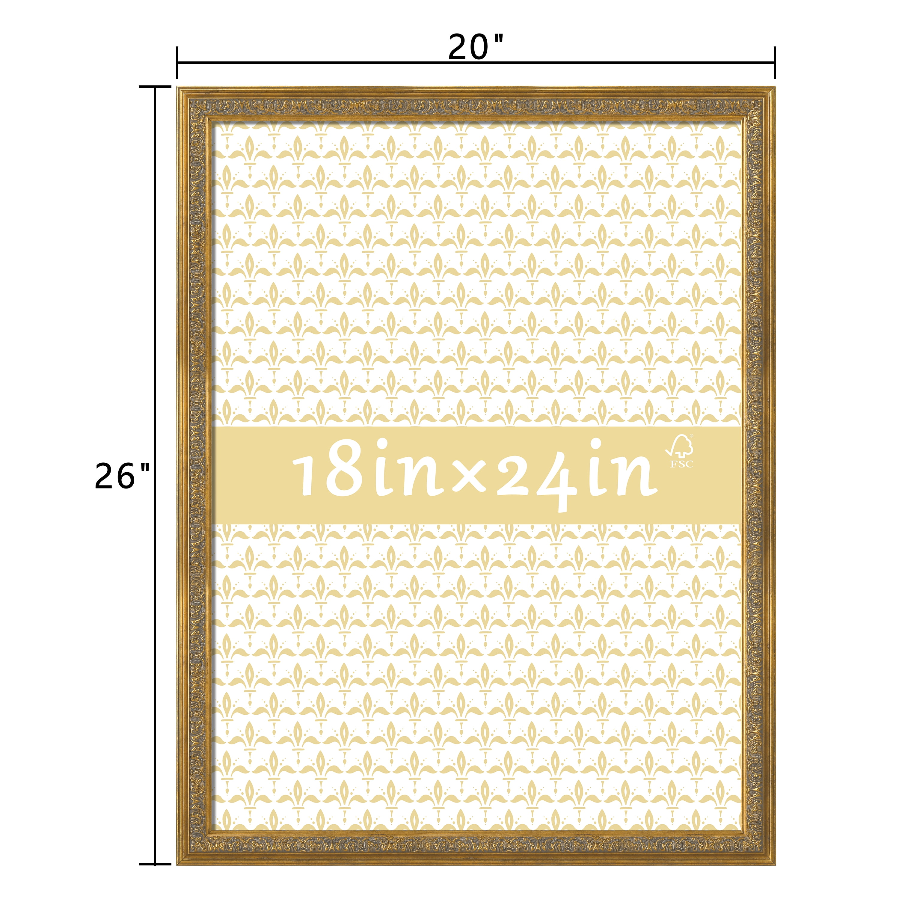 18x24 Picture Frame - Gold Vintage Ornate Wall Photo Frame