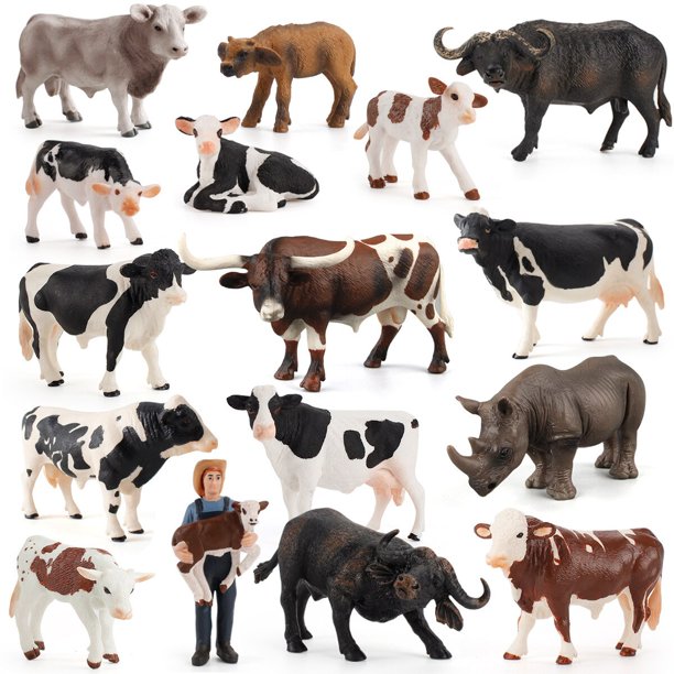 Poultry Cattle Figurines Animaux Farm Animals Action Figure Rhino Teaching Aids Model Ornament Childhood Education Toys DecorZQ4019 He Qiyong unisex