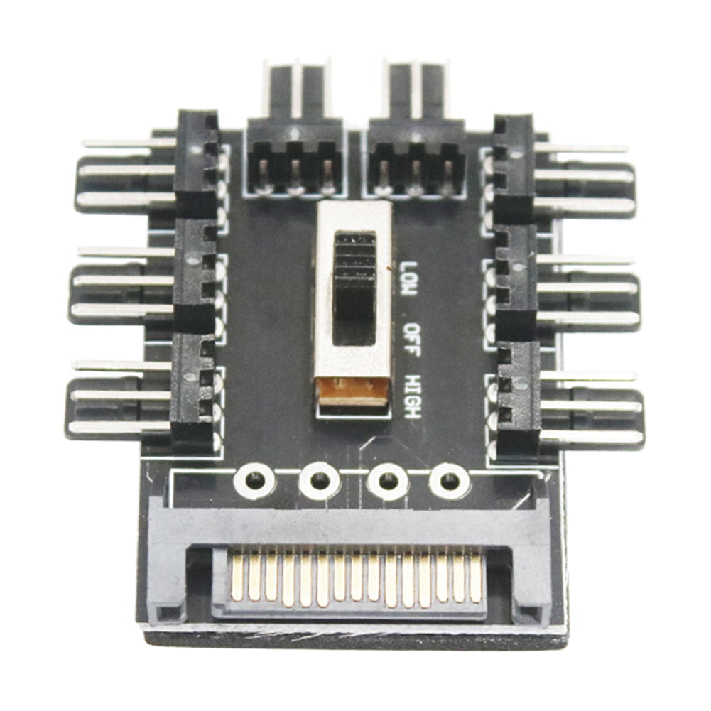SplitterCooler Fan Hub Computer SATA 1 to 8 3pin 12V Power Socket PCB Adapter WD 