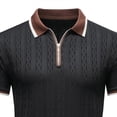 thumbnail image 4 of Antinious Men Solid Knit Zip Collar Pullover Short Sleeve Business Versatile Casual Tops, 4 of 5