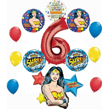 Wonder Woman 6th Birthday Party Supplies and Balloon Decorations