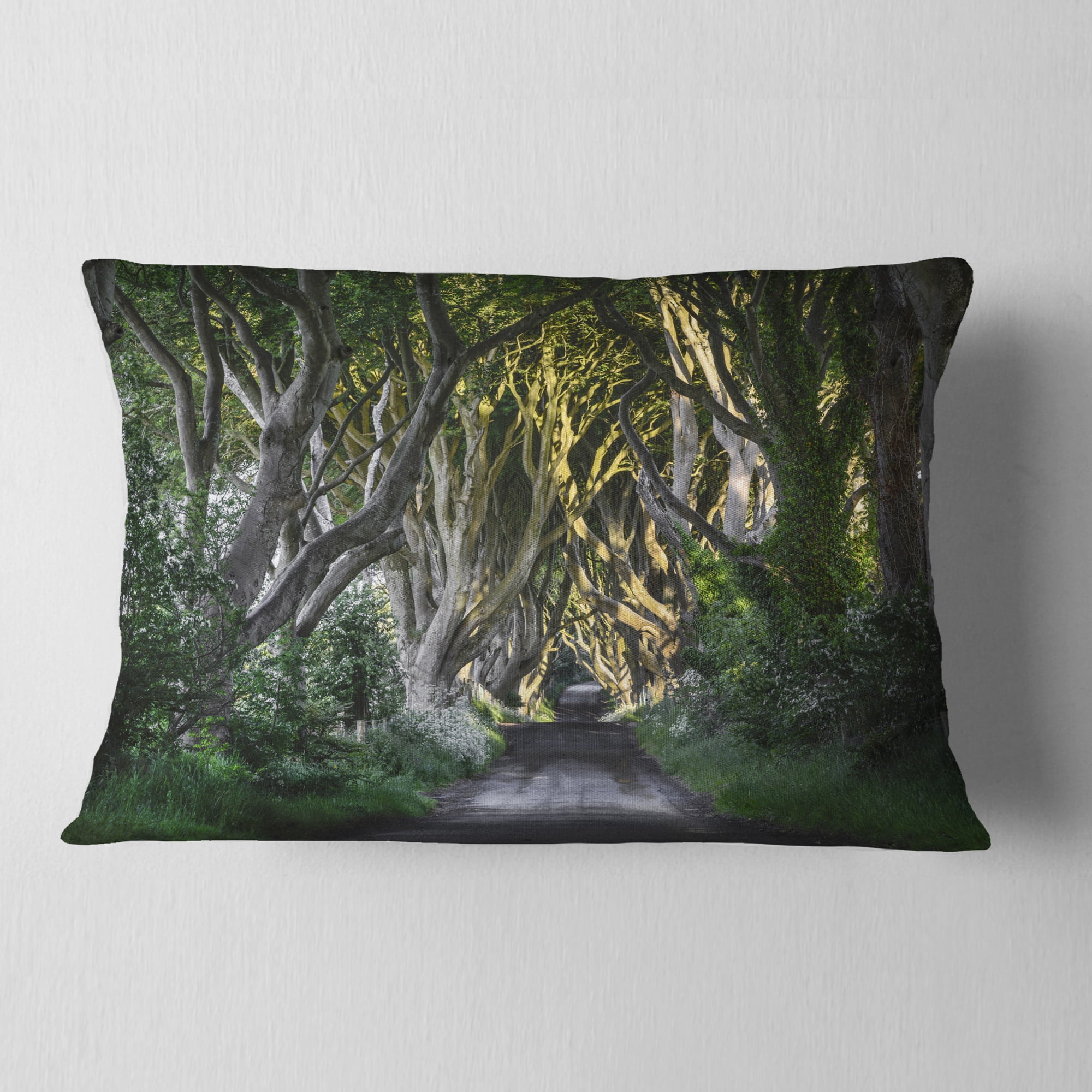 Designart The Dark Hedges Ireland Landscape - Photography Throw Pillow - 12x20