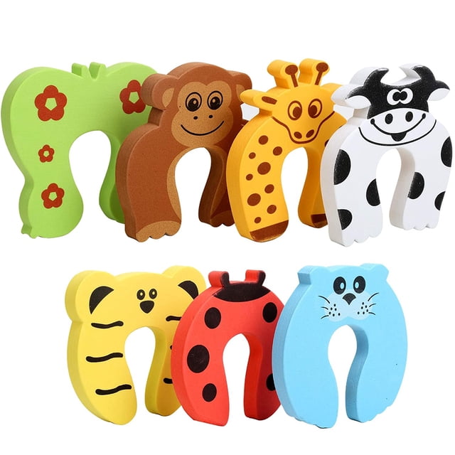 protectores para pellizcos de dedos, tope de puerta de animales de dibujos animados, cojín de espuma suave, protector de dedos para bebés, evita lesiones por pellizcos en los dedos, portazos y que el