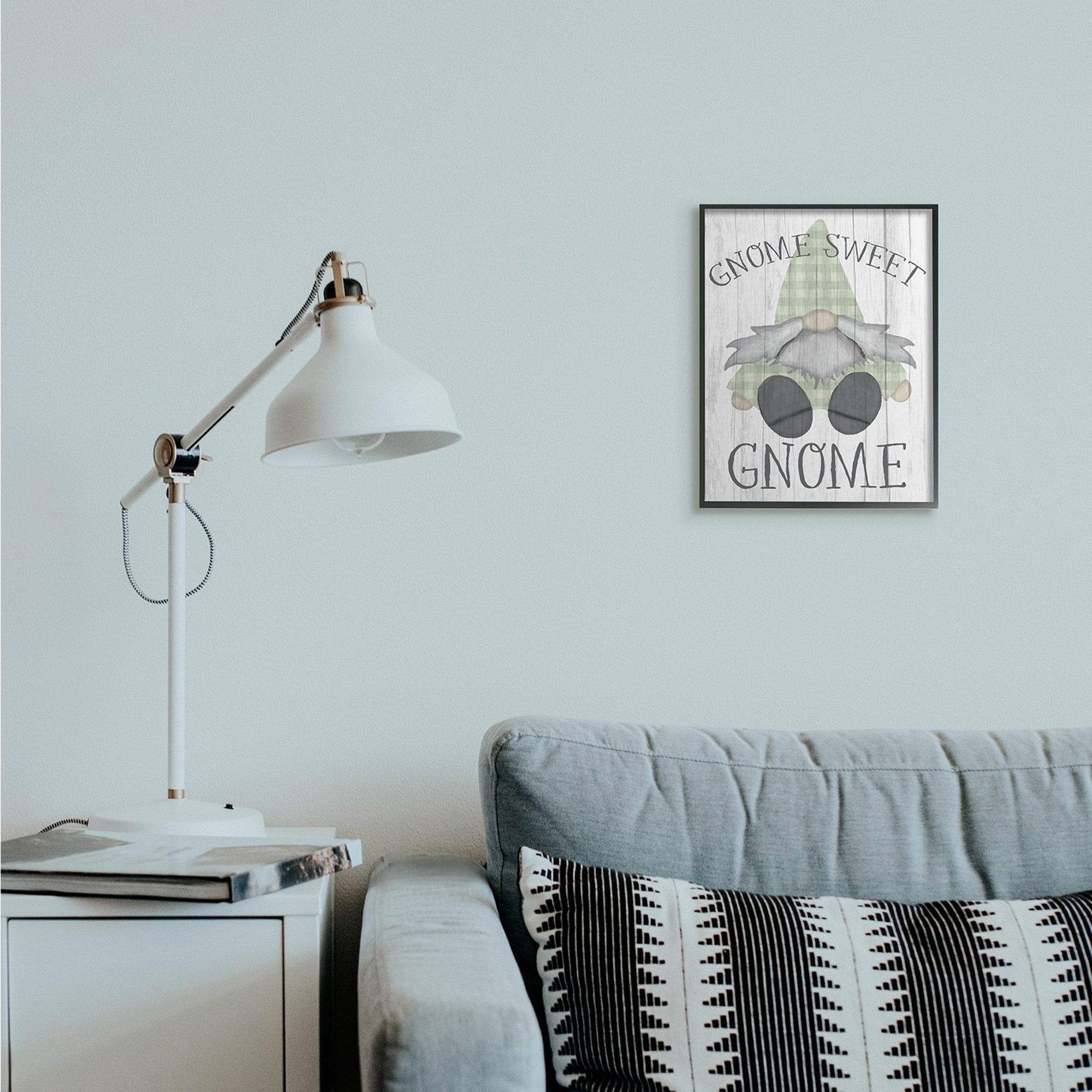 Stupell Industries Gnome Sweet Gnome Garden Home Pun Fairy Tales & Fantasy Painting Black Framed Art Print Wall Art, 11 x 14