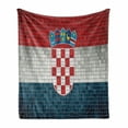 thumbnail image 1 of Croatia Soft Flannel Fleece Throw Blanket, Abstract Illustration of National Flag in Mosaic Squares Design, Cozy Plush for Indoor and Outdoor Use, 60" x 80", Vermilion Pale Grey, by Ambesonne, 1 of 6