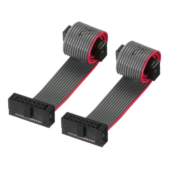 IDC 12Pin Flat Ribbon Cable, 1.27mm Pitch FC to FC Connector 10cm Length Grey Jumper Wire Computer DVD, 2Pcs