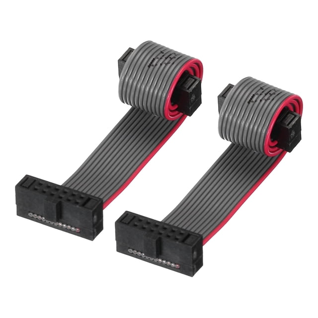 Unique Bargains IDC 12Pin Flat Ribbon Cable, 1.27mm Pitch FC to FC Connector 10cm Length Grey Jumper Wire Computer DVD, 2Pcs