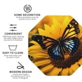 thumbnail image 4 of Disketp Butterfly On Sunflower Funny Coasters,6 Pcs Leather Coasters with Holder, Perfect Housewarming Hostess Gifts,Protect Furniture from Water Marks Scratch and Damage,Octagon, 4 of 7
