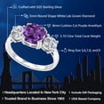 thumbnail image 2 of Gem Stone King 3.10 Cttw Purple Amethyst and Lab Grown Diamond Engagement 3-Stone Ring for Women | 925 Sterling Silver | Cushion 8MM and Round 5MM | Gemstone Birthstone | Size 8, 2 of 6
