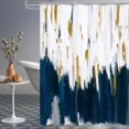 thumbnail image 5 of Dznils Blue and White Ombre Shower Curtain with Hooks, Abstract Modern Fabric Bathroom Curtain, 72" x 72", 5 of 12