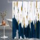 thumbnail image 4 of Dznils Cortina de Ducha Sombreada Azul y Blanca con Ganchos, Cortina de Baño de Tela Moderna Abstracta, 72" x 72", 4 of 11
