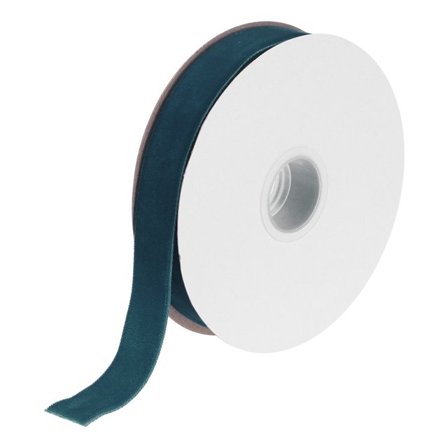 Cinta de Terciopelo Uxcell de Cara Única en Carrete, Tela de Terciopelo Satinado para Ramo, Manualidades DIY, Envoltura de Regalos, Boda, Fiesta, Verde Bosque 3/4" x 10 yardas