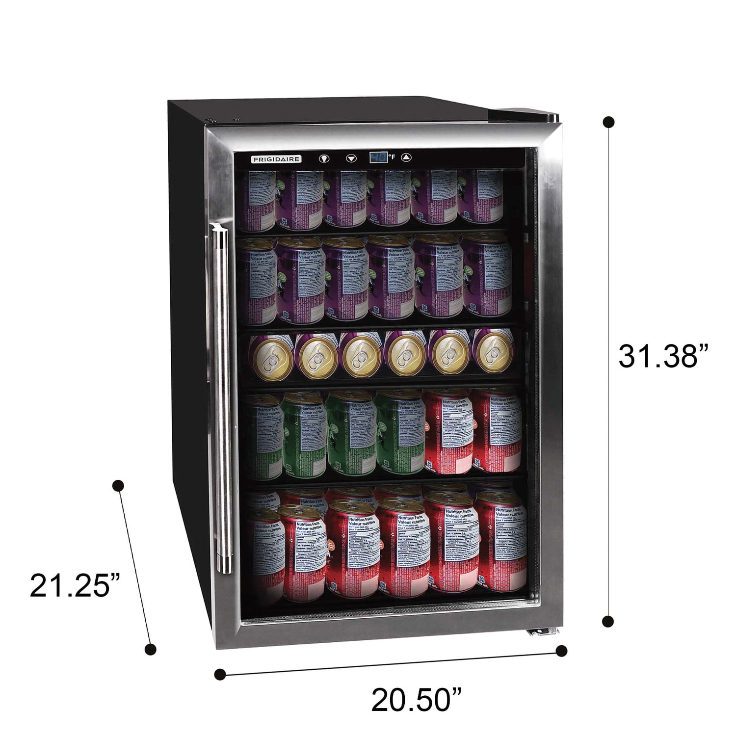 Frigidaire 4.4-Cu-Ft. 126-Can Stainless Steel Door Beverage Center Compact Refrigerator, Black & Silver